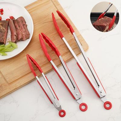 Silicone Food Tong 7/9/12 Inch Heat-Resistant Non-Stick Cooking Tongs for Baking, Grilling & Serving, Kitchen Utensil Gadgets