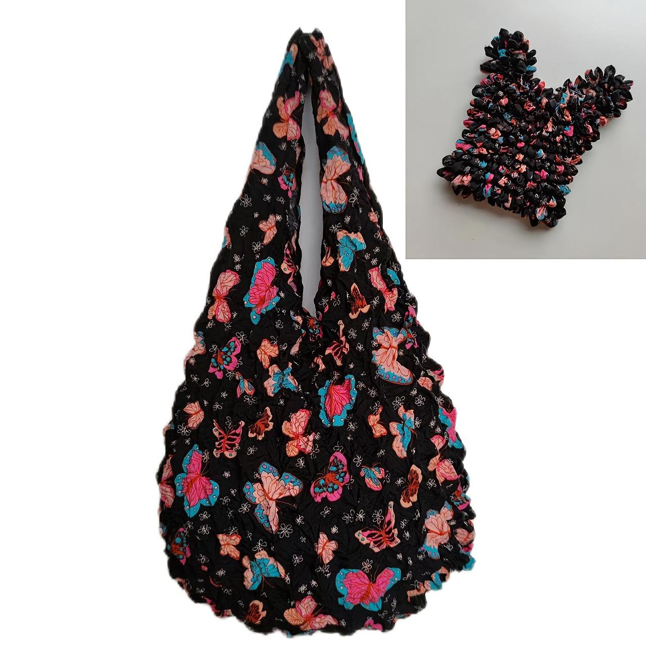 

Волшебная складная сумка-тоут с пузырчатыми плиссированными цветочными узорами для женщин, легкая, эластичная, многоразовая