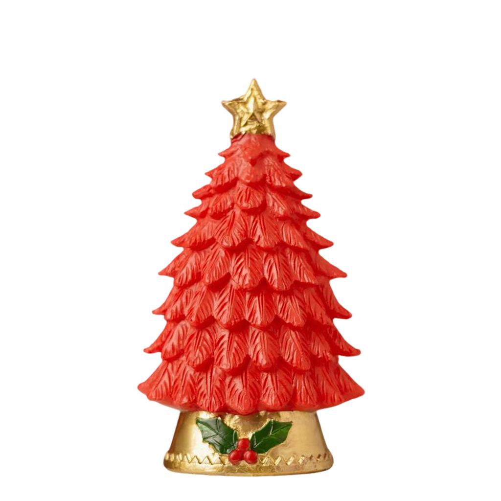 Christmas Ornament LED Lighted Resin Christmas Tree Multi-Color Design Desktop Decor Festive Holiday Home Tabletop Accessory
