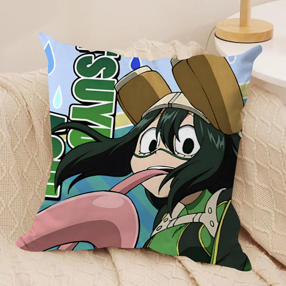 

Froppy T-Tsuyu A-Asui Cushion Cover Silky Short Plush Double-Sided Printed Pillow Case for Sofa All Seasons Home Decor Gift 30cmx30cm