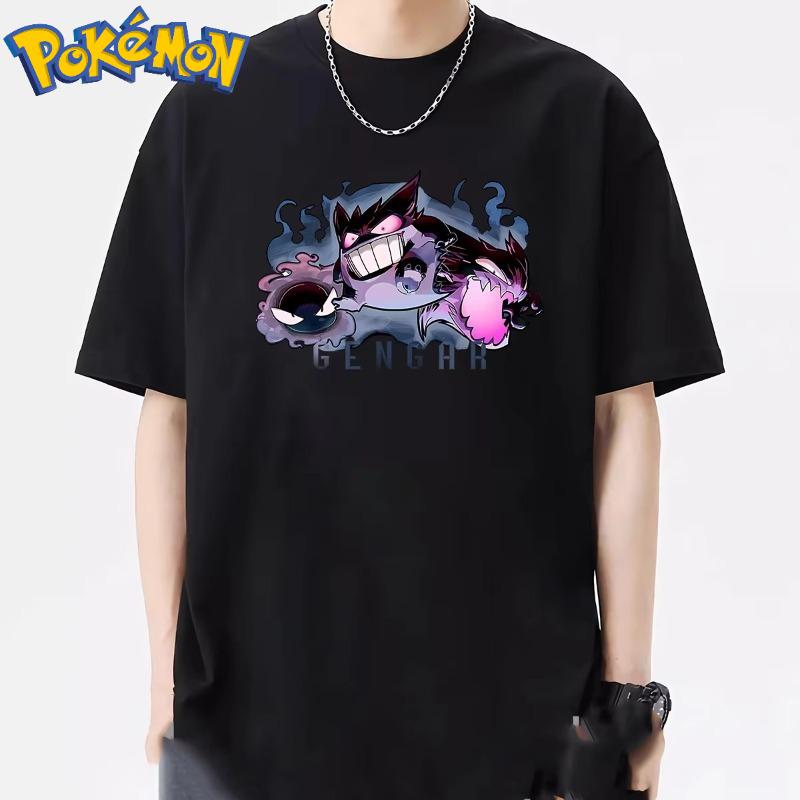2025 Summer New Pokémon Handheld Game Cartoon Print T-shirt Men's and Women's Y2K Harajuku Loose Casual Short-sleeved Top