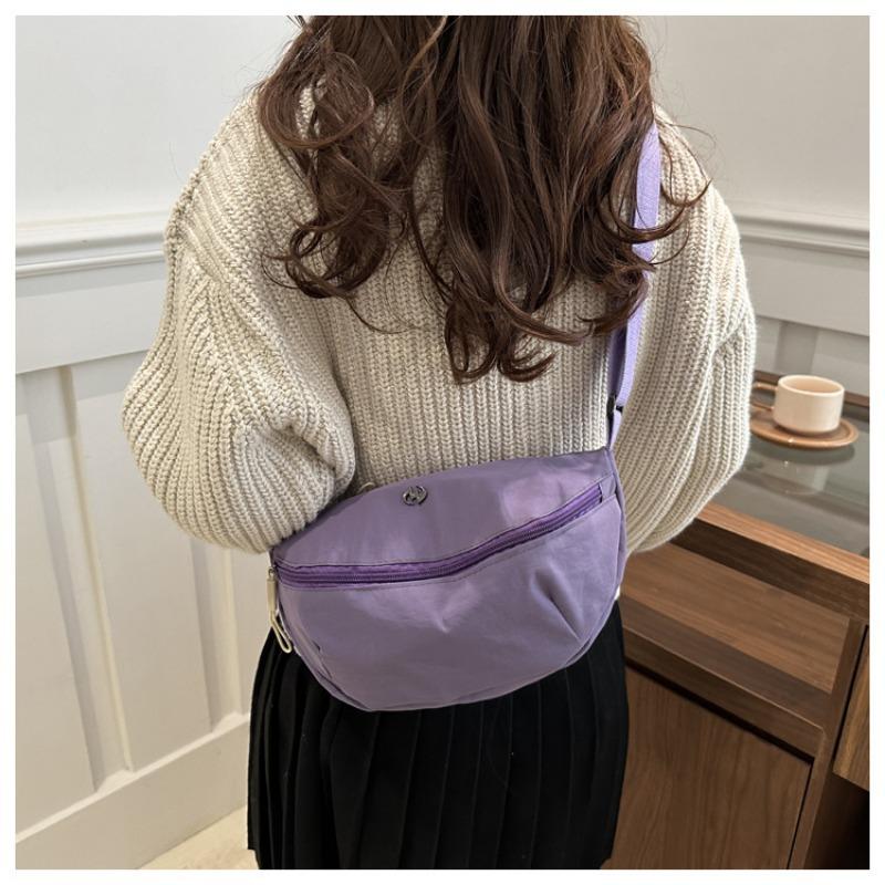 New Shoulder Messenger Bag Solid Color Casual Simple Light Versatile Large Capacity Dumpling Bag Wide Shoulder Strap Breast Bag