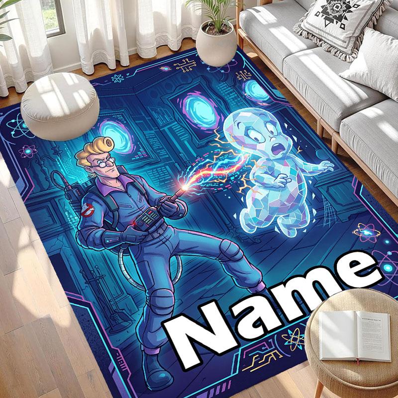 Custom Name Personalized Ghostbusters Print Carpet, Versatile Home Decor Rug, for Playroom, Apartment, Balcony, Entryway, Hallway Gift