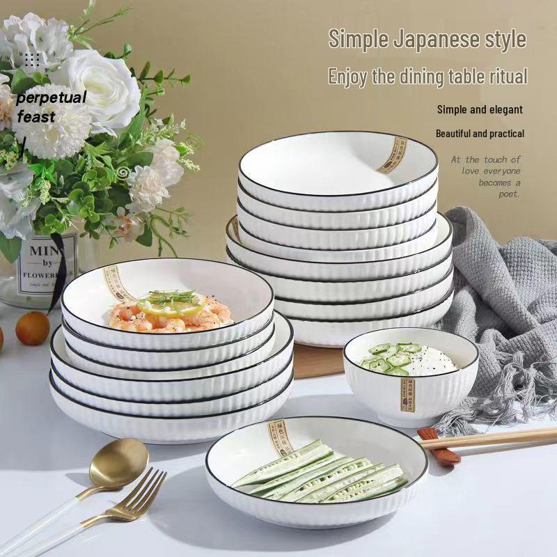 High-Value Japanese Ceramic Deep Dinner Plate for Stir-Fry & Vegetables
