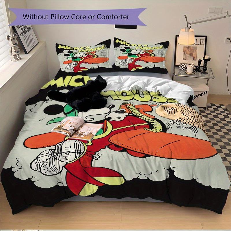 3pcs set Mickey Mouse, Mail Pilot, Cartoon Bedding Set with Duvet Cover+Pillowcases, All-Season Polyester, Zipper Closure46