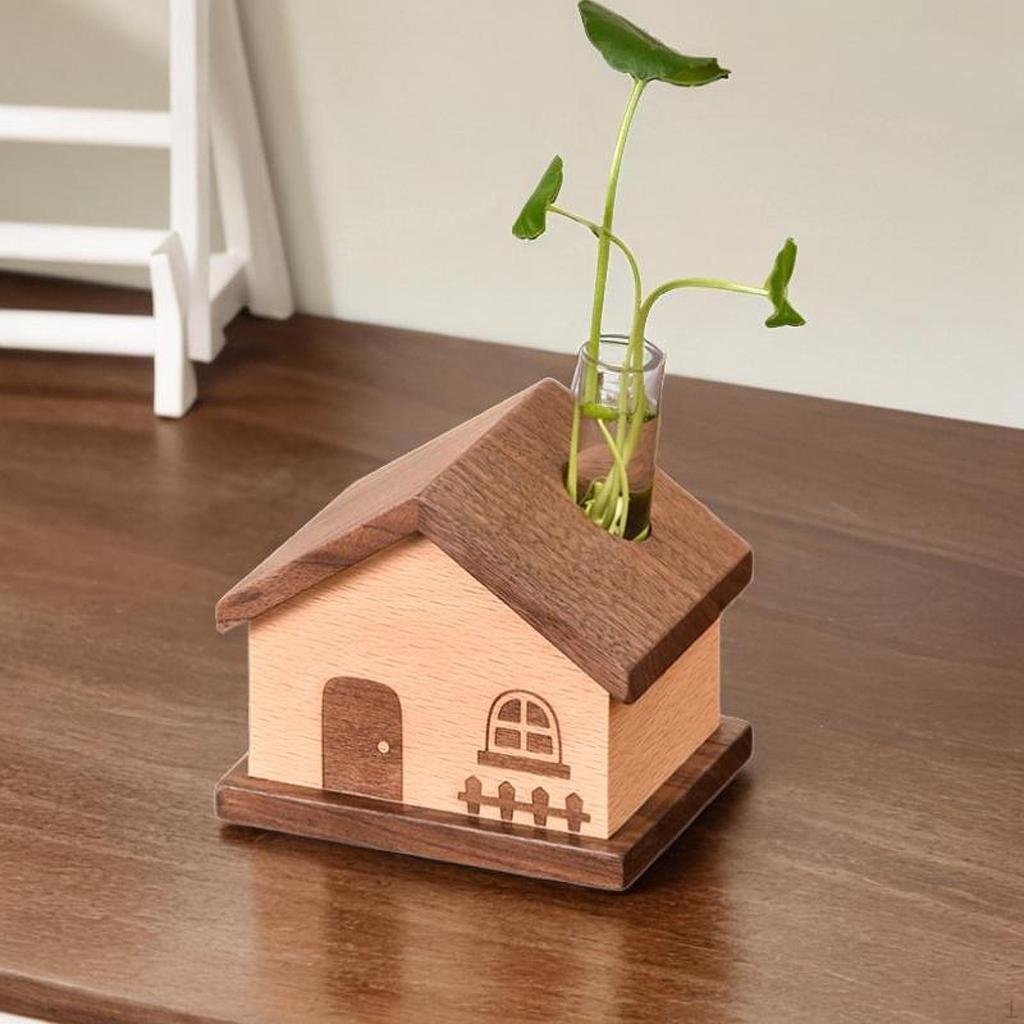 Hausförmige Hydroponische Vase für Blumen, Schreibtischdekoration