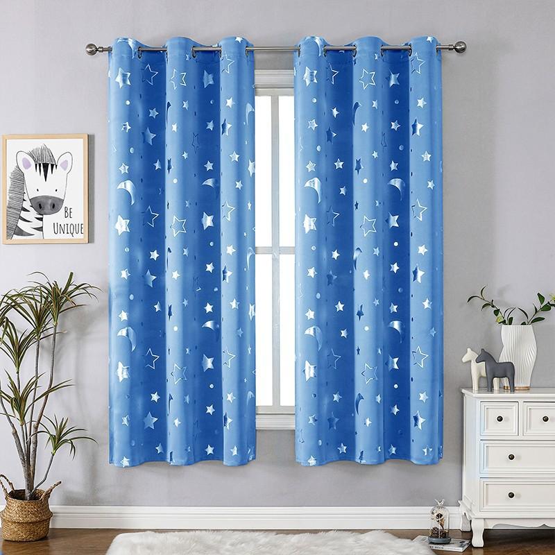 1pc Star and Moon Blackout Curtains, Modern Light-Filtering Drapes with Gilding Technology, Thermal Insulating, Protective, Darkening for Living Room