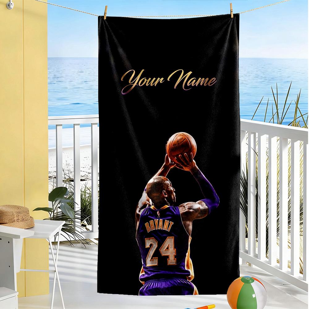 Kobe Personalized Text Beach Towel Quickdry Soft Microfiber For Beach Bathroom Outdoor Swimming Pool Camping Picnic Yoga Diving Vacation Accessories