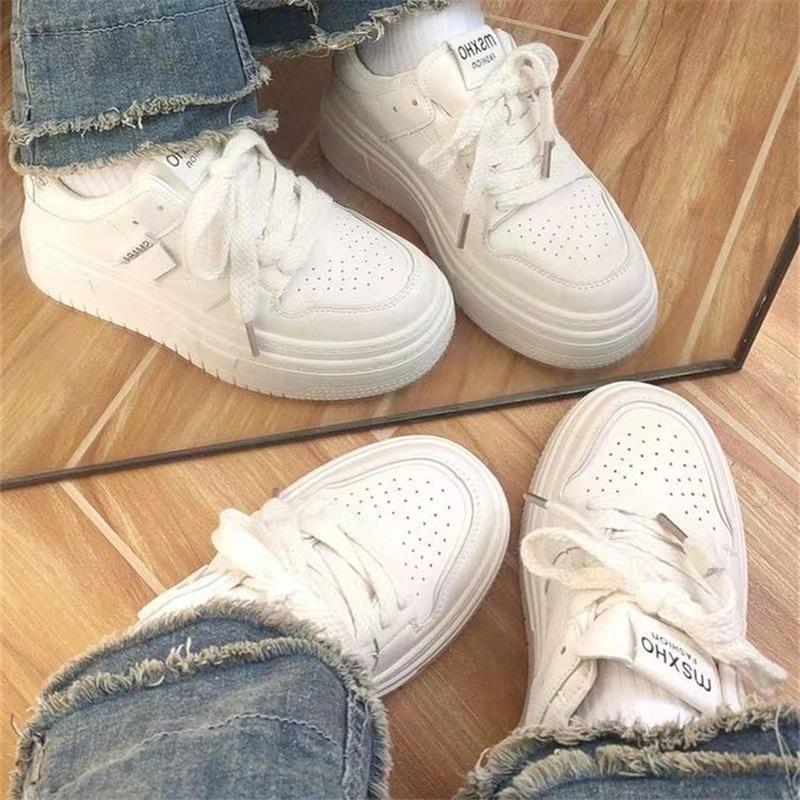 Female Fashion Ins Student Thick Bottom White Shoes Casual Shoes Sports Board Shoes