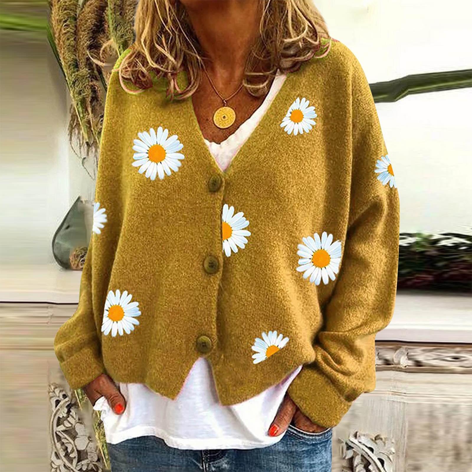 

Женский модный трикотаж, однобортный свитер с вышивкой Qiuju, пальто L жёлтый