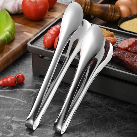 Stainless Steel Serving Tongs Non-Slip Ergonomic Food Tongs for BBQ Buffet Kitchen Rust-Resistant Dishwasher Safe Versatile Clips for Steak Bread Ice