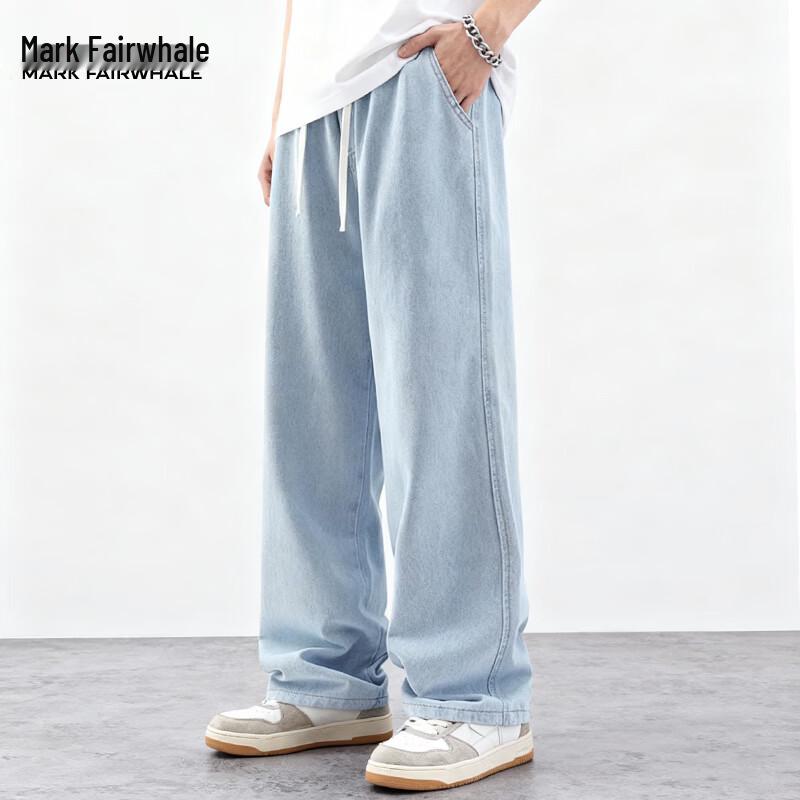 MARK FAIRWHALE Men s Retro Washed Straight Loose Jeans 4XL