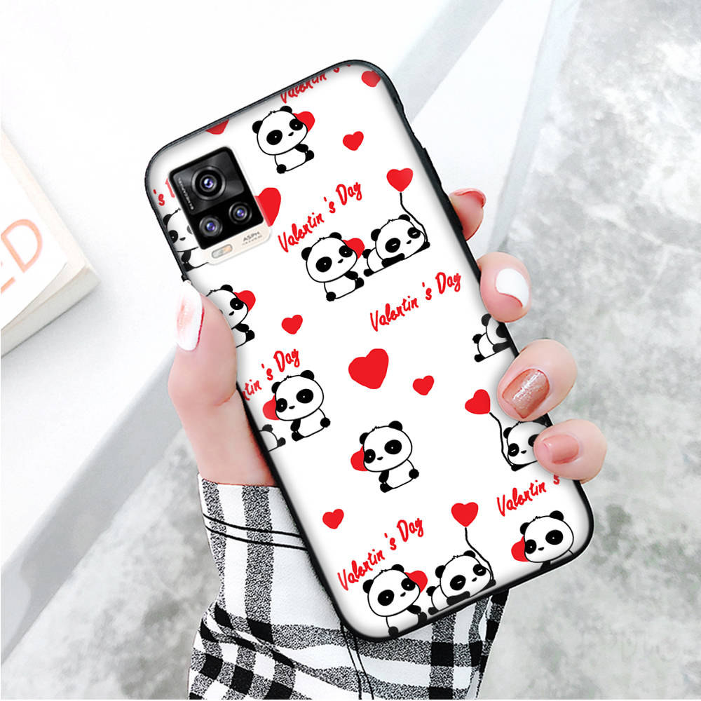 Černé pouzdro pro Xiaomi Redmi 13C Note 9 iPhone XR 7 8 14 15 11 12 13 X XS Pro Max Samsung A25 S23 S24 FE Ultra Plus Panda Kreslený