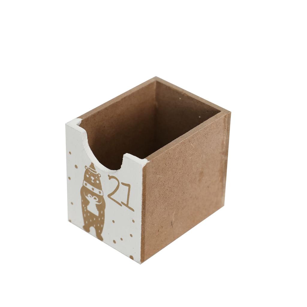 Wooden Christmas Advent Calendar with 24 Drawers and LED Reusable Christmas Countdown Candy Christmas Advent Scene for Kids and Chocolate Christmas