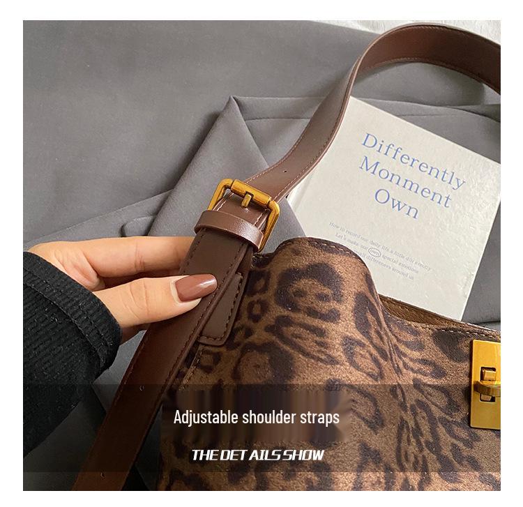 Leopard Print Suede Tote: Versatile Large-Capacity Crossbody for Autumn/Winter