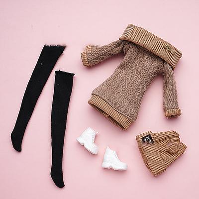 1Set 30Cm Doll'S Clothes Suit Dress Up Accessories Sweater Hat Stockings Suit