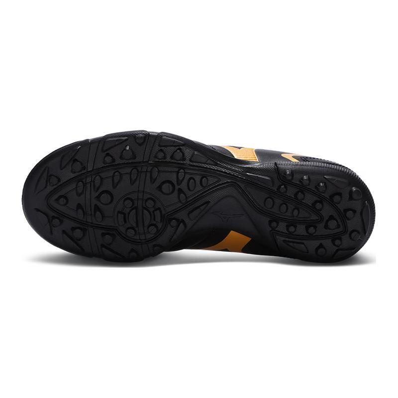 Mizuno Artificial Turf Durable Low-Top Kids Soccer Shoes Black And Gold Kids Soccer Shoes P1GE232550