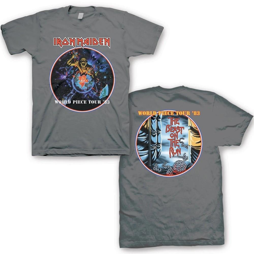 IRON MAIDEN cd lgo WORLD PIECE TOUR  83 Официальная ФУТБОЛКА XL Новый зверь на бегу Унисекс Футболка S