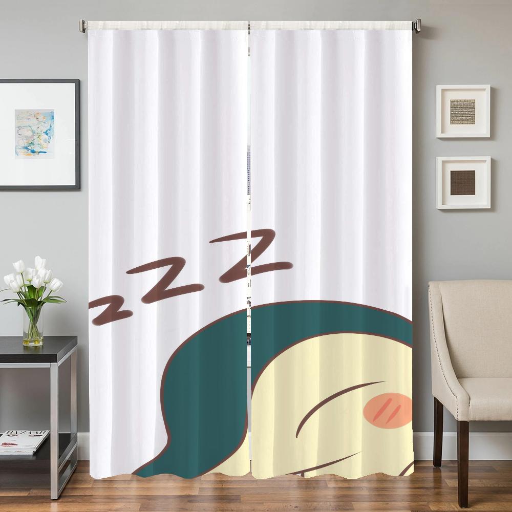 Home Interior Kitchen Curtains for Living Room 2 Pieces Blackout Curtains Door Curtain Pokemon Bedroom Decoration Partition