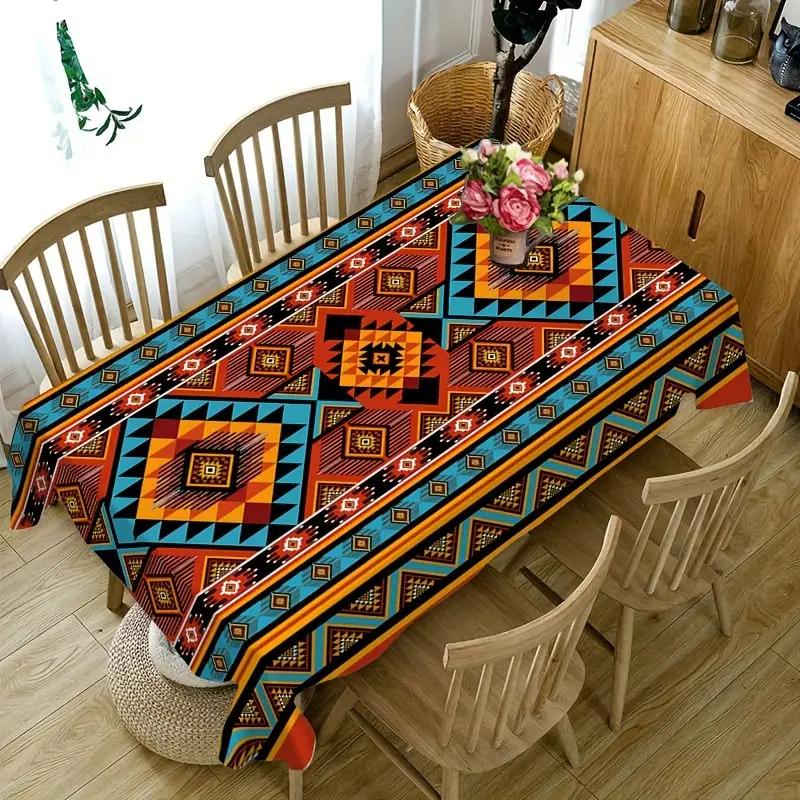 Southwest Ethnic Geometric Rectangle Tableclothholiday Party Decor Boho Aztec Pattern Polyester Table Cloths Kitchen Table Decor