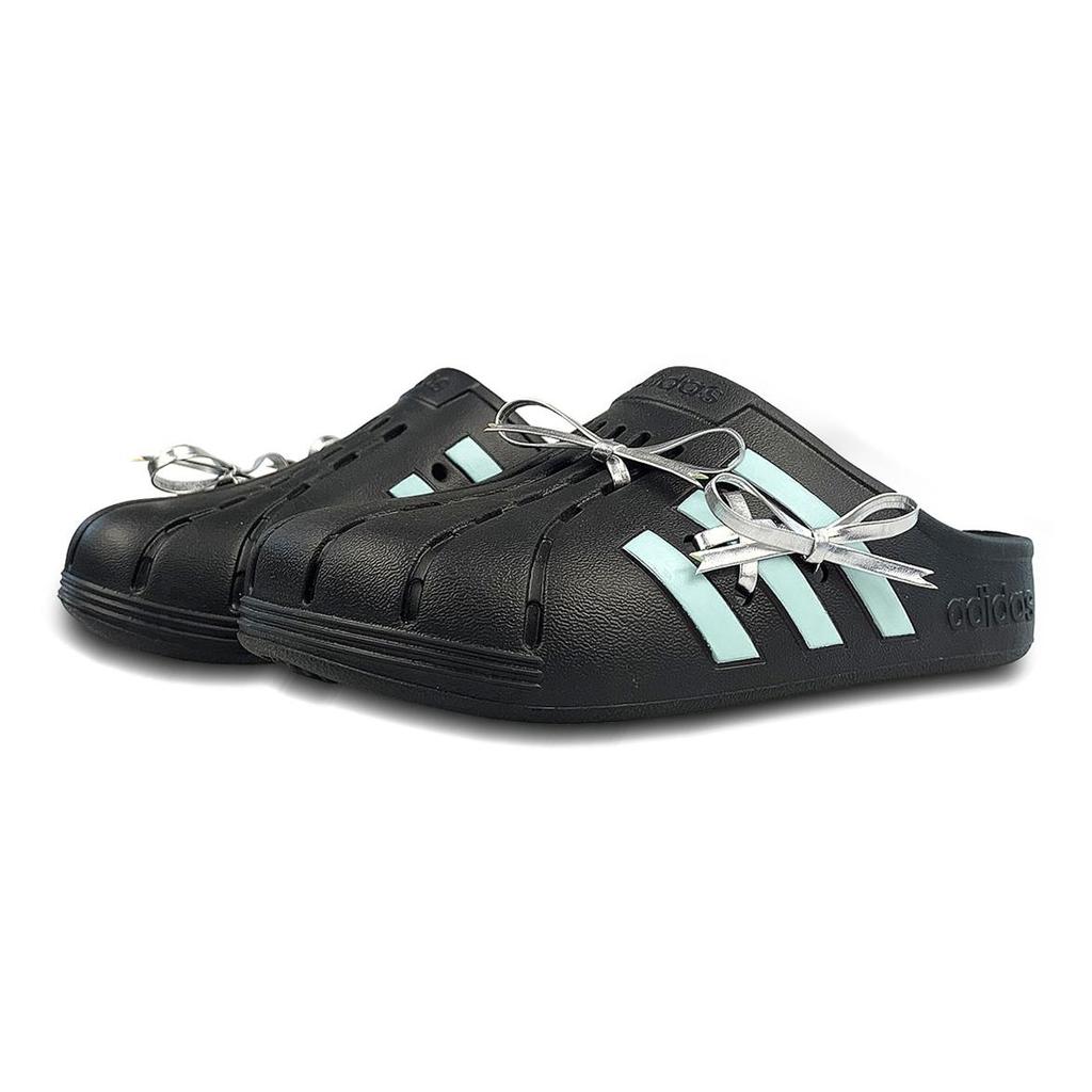 Adidas ADILETTE CLOGS Abrasion Resistant Closed Toe Slippers Unisex Black Green GZ5886(Team1311-)