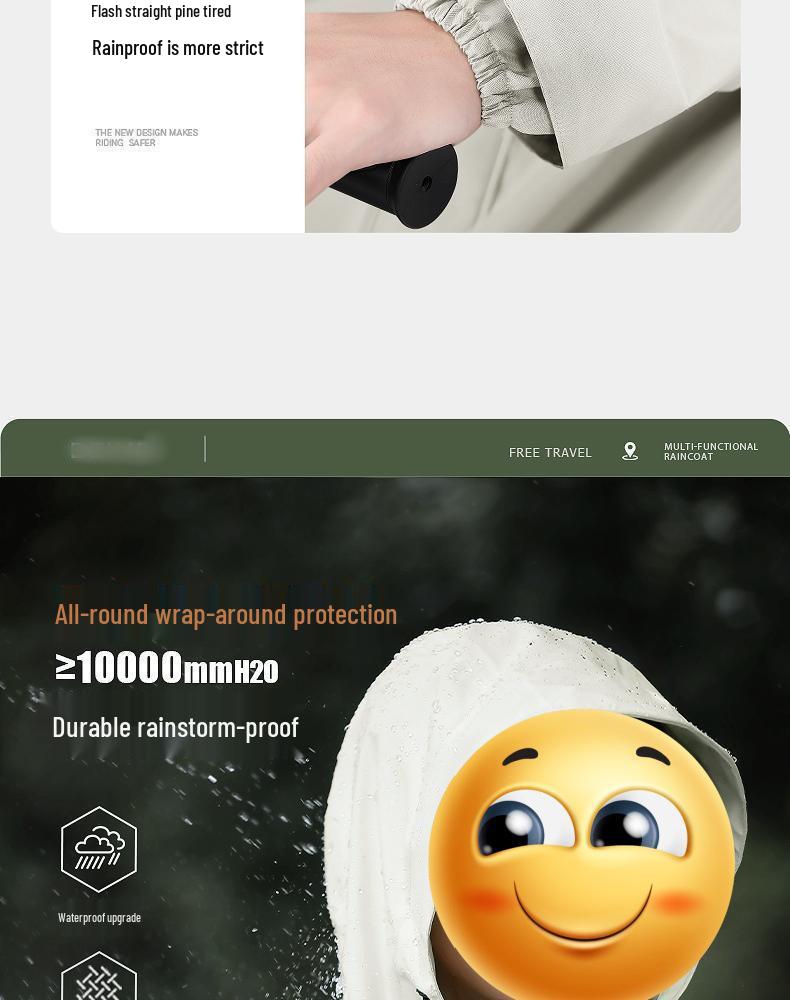 Extra Long Rainproof Motorcycle & Electric Bicycle Poncho - Stormproof One-Piece Overcoat