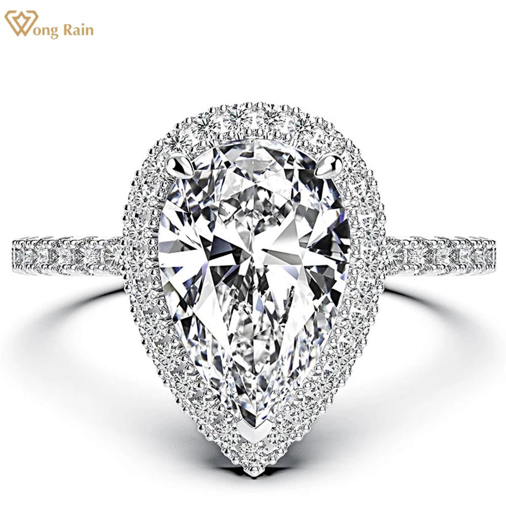 

Wong Rain, 100% серебро 925 пробы, грушевидная огранка, 8*12 мм, AAAAA, цирконы, драгоценный камень, обручальное кольцо для женщин, свадебные ювелирные украшения US 6 белый