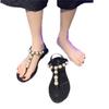 Foreign trade pearl sandals women's 2024 summer diamond-encrusted flats flat heels fairy wind soft sole fashion women's shoes tide