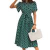 Summer Casual Fashion Floral Print Summer Dress with Belt
