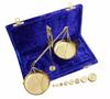 Vintage Gold Brass Jewellery Scale With Velvet Box & Complete Set Weight Balance