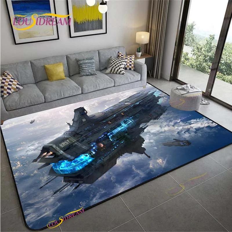 3D Space Ship Station Carpet for Living Room Bedroom Table Cinema Rug Kitchen Door Kids Un-slip Floor Mat Alfombra Birthday Gift