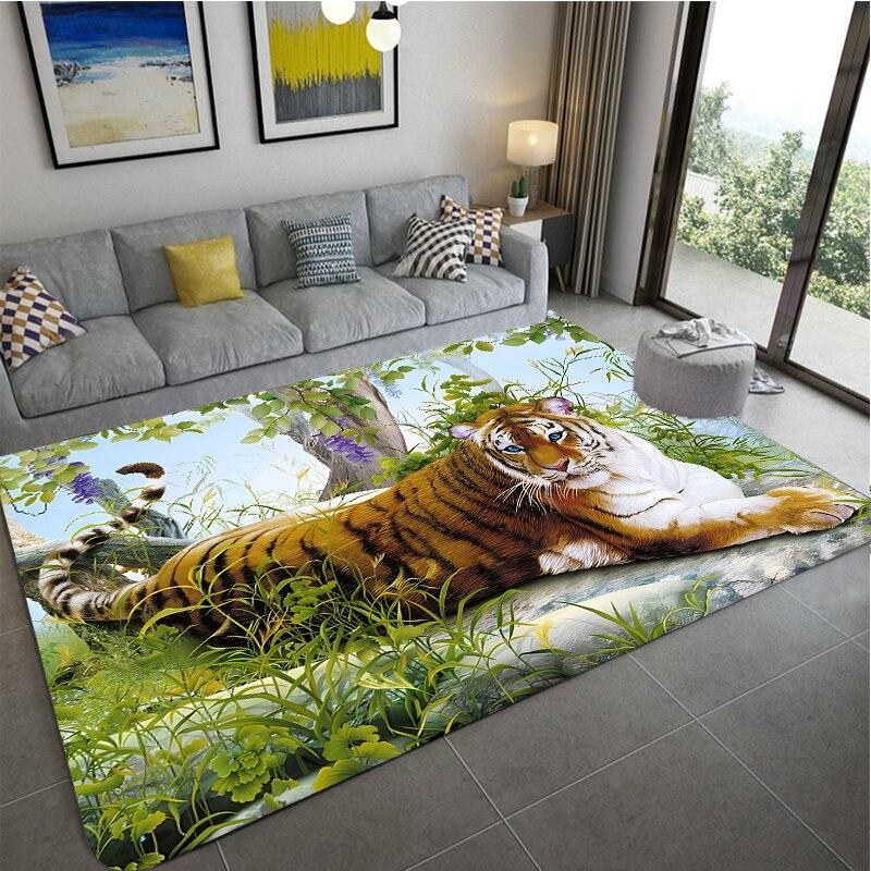 Home 3D Leopard Pattern Large Carpets for Living Room Animal Rugs Bedroom White Tiger Rug Kitchen Floor Mat