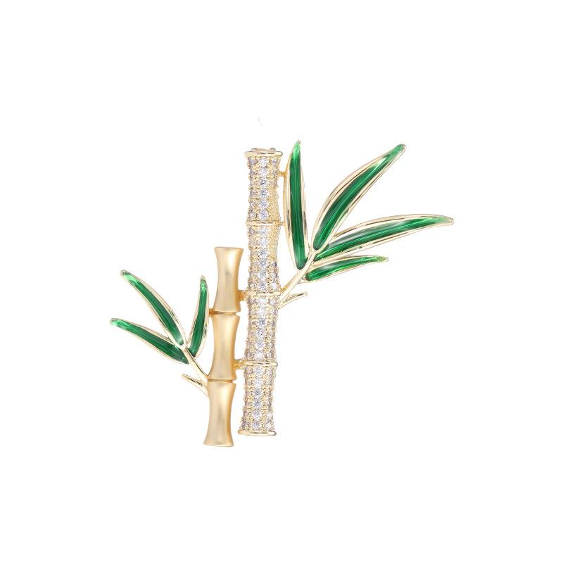 High Sense Niche Temperament Corsage Exquisite Zircon Suit Sweater Pin Accessories Rising Bamboo Brooch Women