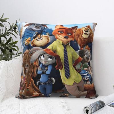 Zootopia Animated Character Cushion Cover For Sofa Bed Car Seat Warm Home Decor Print Pillow Cover Breathable Material