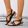 Fashion 2025 Summer New Women's Sandals Stylish Thick Heel Metal Elastic Sliding Women's Shoes Casual Style Comfortable Sandals Zapatos