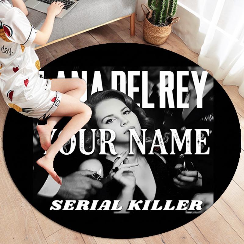 Lana Del Rey Fan Art Custom Name Round Area Rug Carpet Rug For Living Room Bedroom Sofa Playroom Decor Nonslip Floor Mat