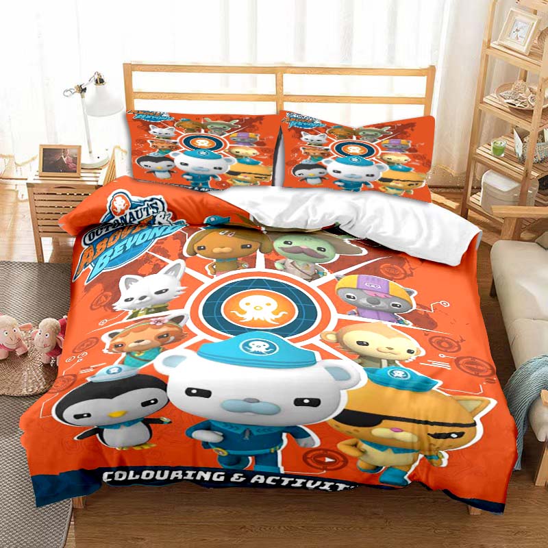 The Octonauts Cartoon Printed Bedding Set Children's Soft Duvet Cover Pillowcase Single Double Bed Queen Size Bedspread Kid Gift