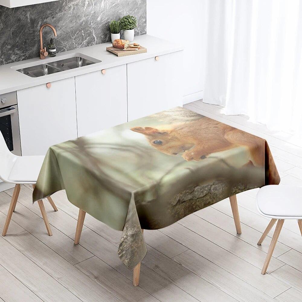 

Скатерть с белкой, милое животное, против пятен, водонепроницаемая, прямоугольная, кухонный стол, домашний декор 40x70cm