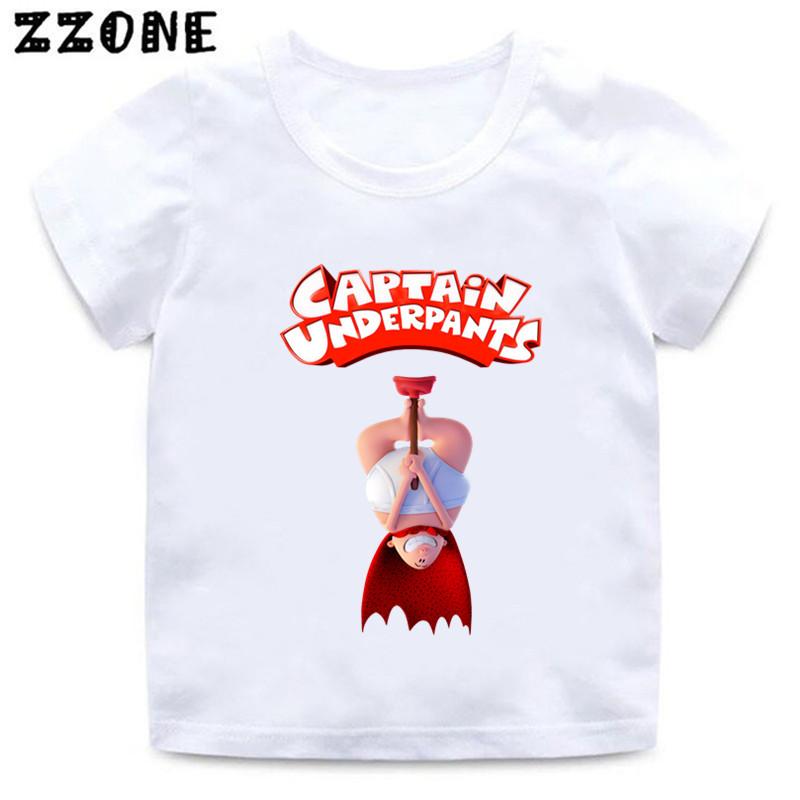 Boys and Girls Captain Underpants Cartoon Print T shirt Kids Funny Casual Clothes Baby Tops Children Summer Short Sleeve Tshirt