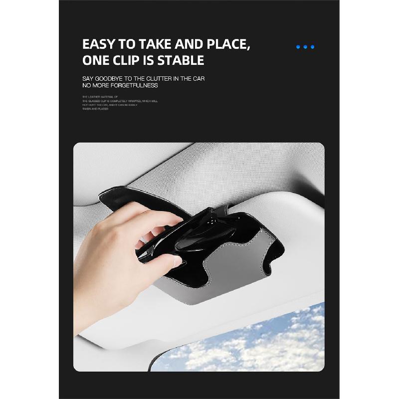 New Sun Visor Glasses Holder Textured Nappa Leather Glasses Case Sunglasses Storage