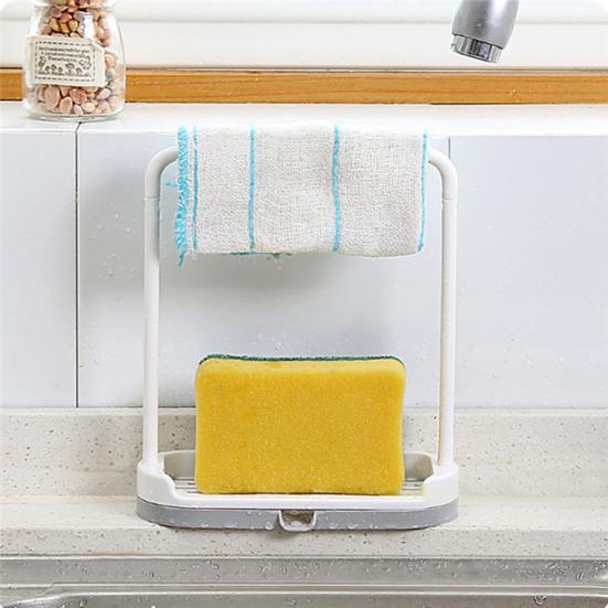 2-in-1 Creative Bathroom Kitchen Utensil Sponge Soap Rag Holder Storage Rack Box