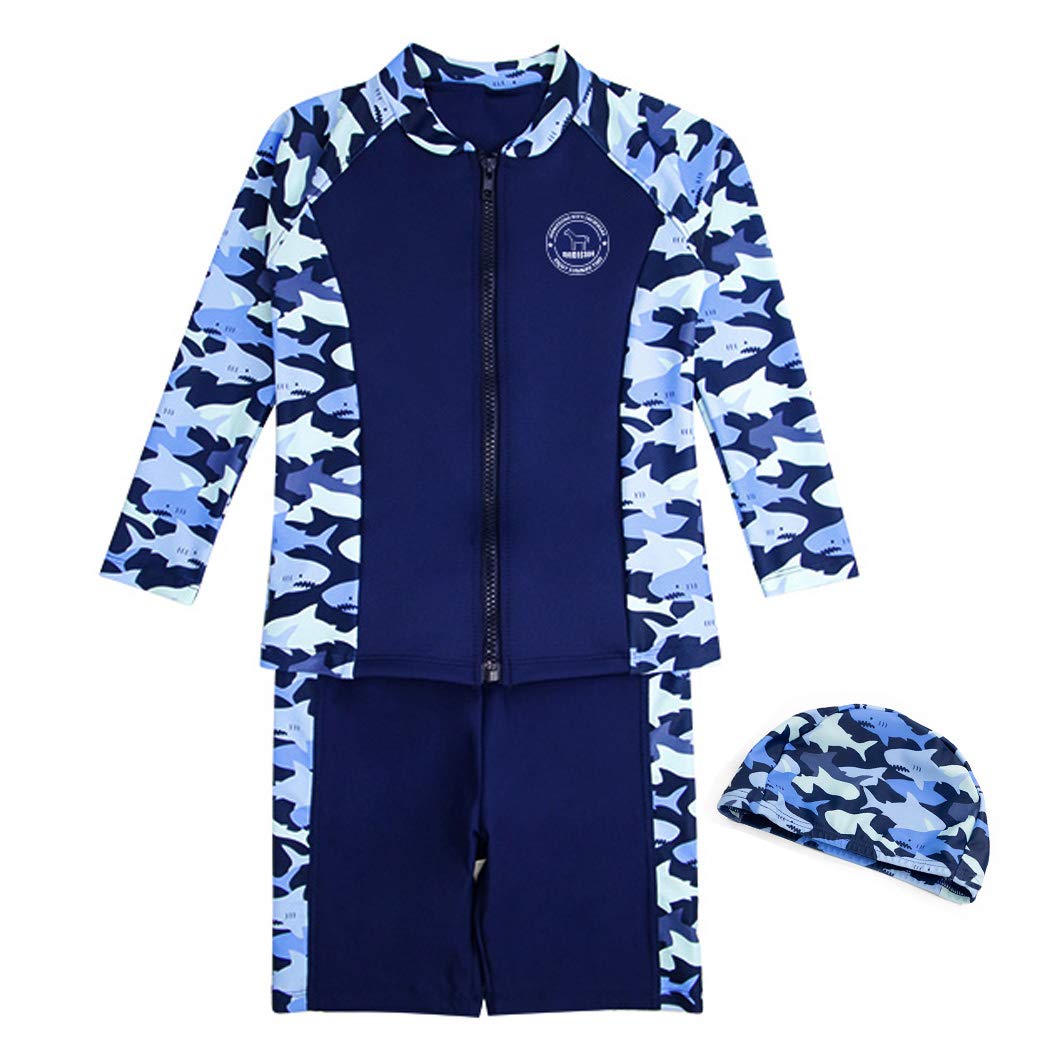 

Детский купальник с длинным рукавом для плавания, защита от УФ-лучей для детей395 6T [Тедди] Мальчики, Рашгард, Шорты, Шапочка, Набор из 3 предметов, (Военно-морской флот, (110см))