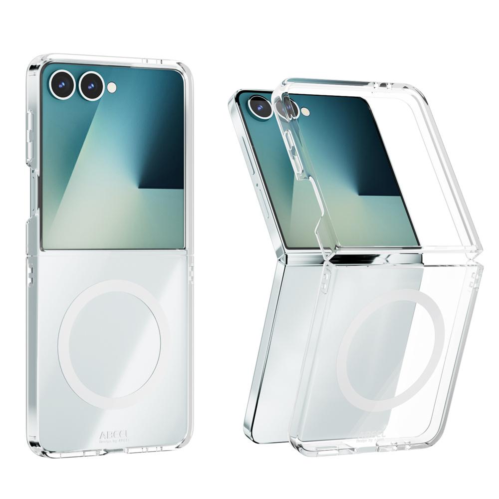 

For Magsafe Transparent Armour Magnetic Case For Samsung Galaxy Z Flip 7 6 5 ZFlip 4 5G Wireless Charging Protective Back Cover For Galaxy ZFlip 4
