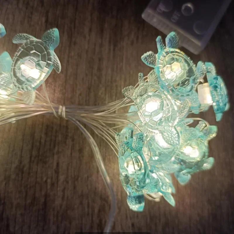 2M 20LED Sea Animals Turtle String Light Party Under The Sea Birthday Party Decoration Beach Theme Fairy Light for Home Indoor
