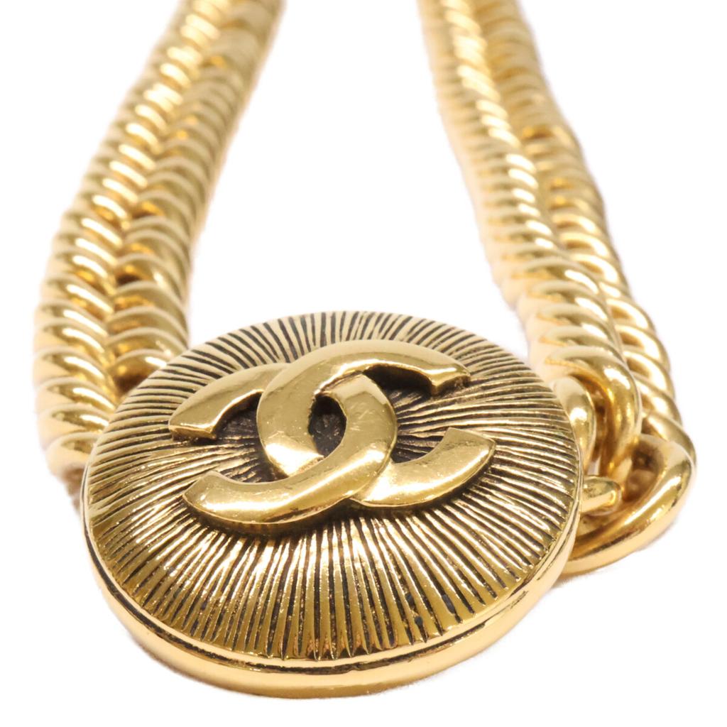 CHANEL Vintage CC Logos Chain Choker Necklace goldUsed