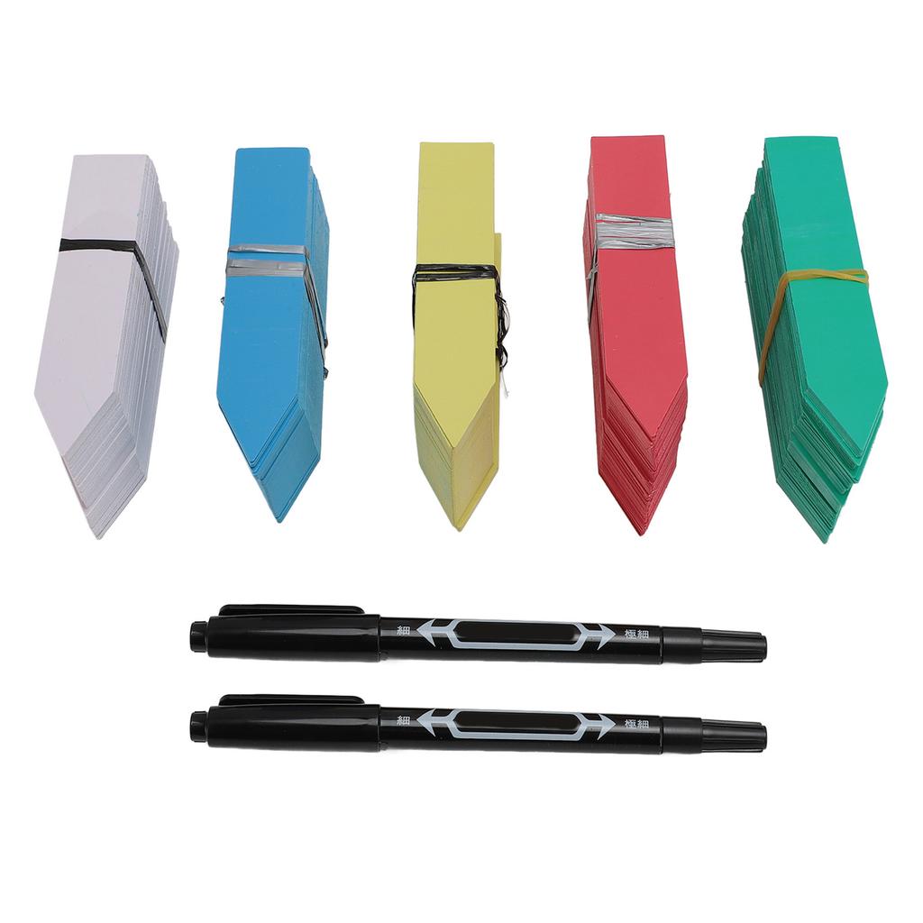 500 st växtetiketter 5 färger 10x2cm Plastväxtnamnetiketter Trädgårdskrukmärkare med 2 svarta oljepennor