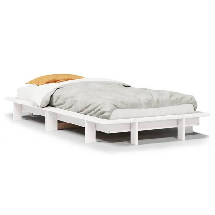 VidaXL Cadre de lit Blanc 75x190 cm Bois de pin massif, meuble de chambre à coucher, sommier, lit en bois 350684