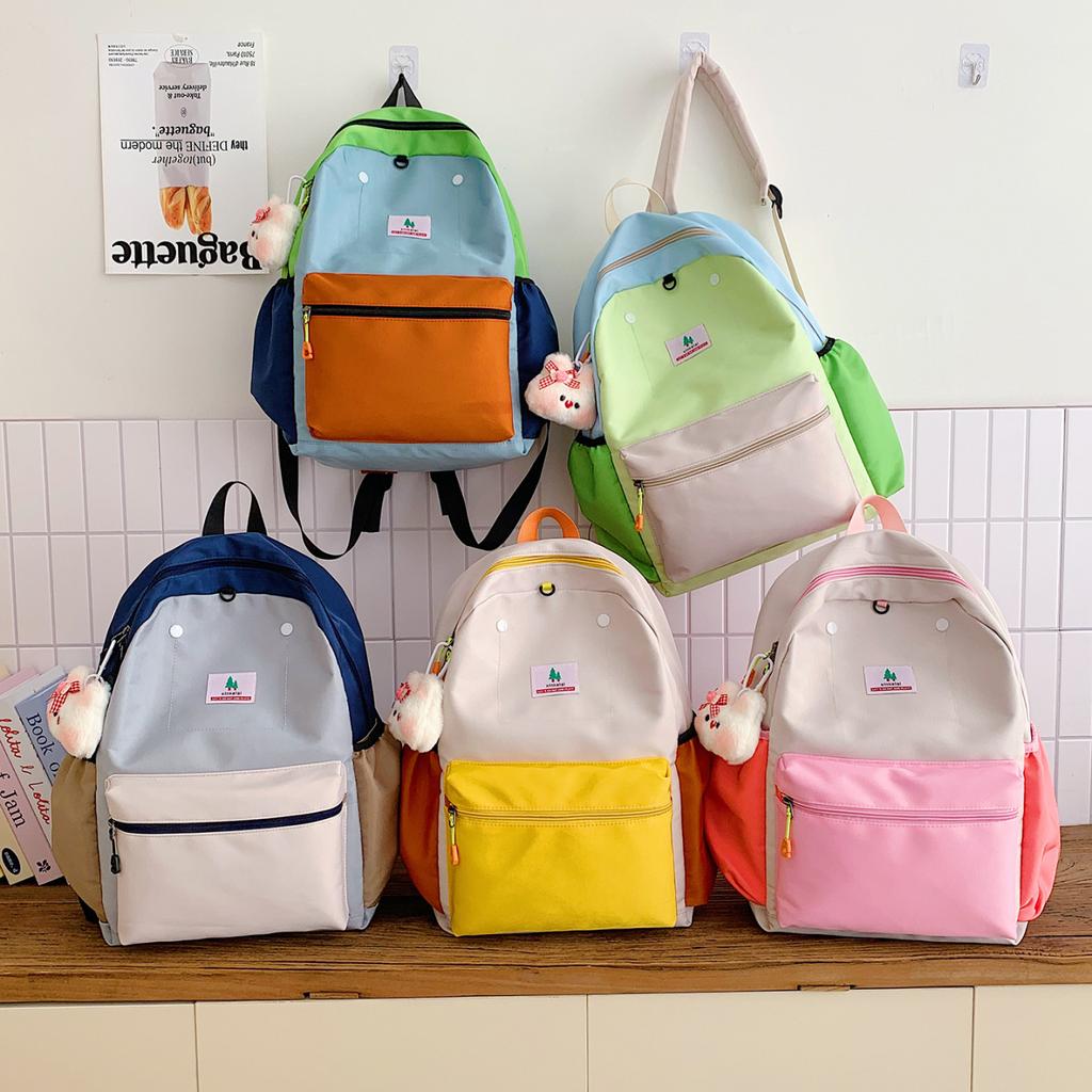 Schoolbag Japanese candy color light children's schoolbag contrasting color trend anti-splashing backpack for primary school students versatile casual