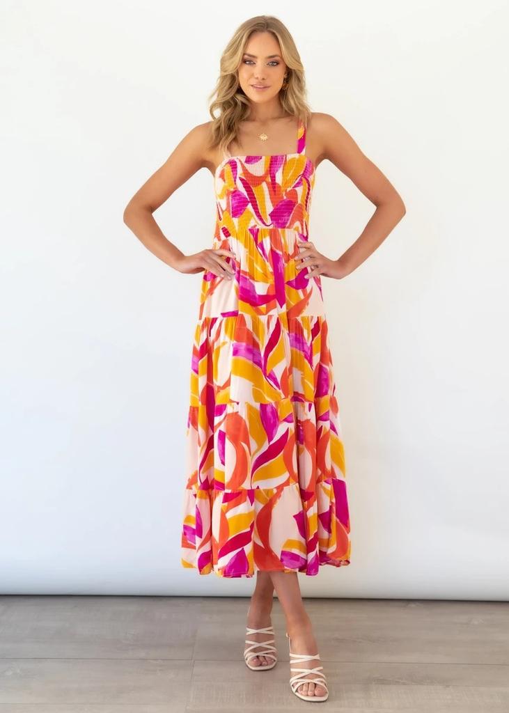 Spring and summer women's clothing new slim-fit pendulum printed dress holiday style