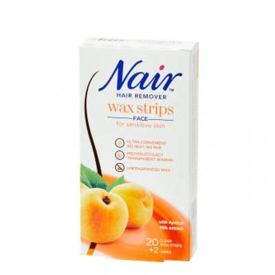 Nair Facial Hair Removal Wax Strips 20+2 Sheets